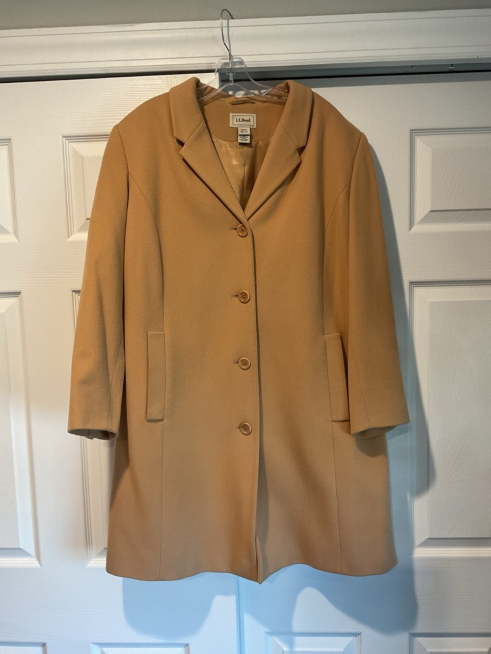 L.L. Bean Vintage Women’s Tan Camel Cashmere Wool Blend Long Trench Coat Jacket